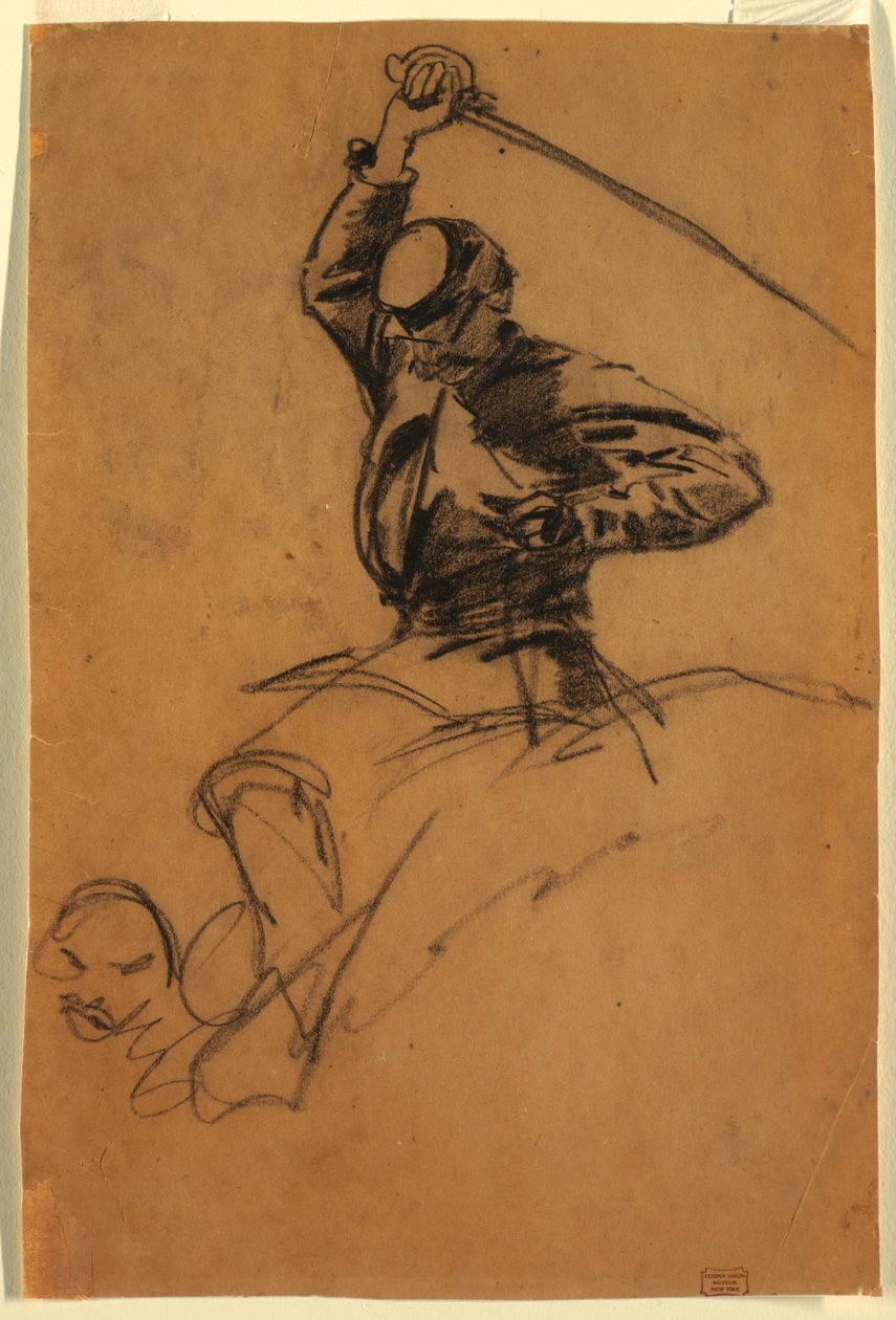 Zeichnung, Kavalleriesoldat mit Schwert zu Pferd, 1863 von Winslow Homer