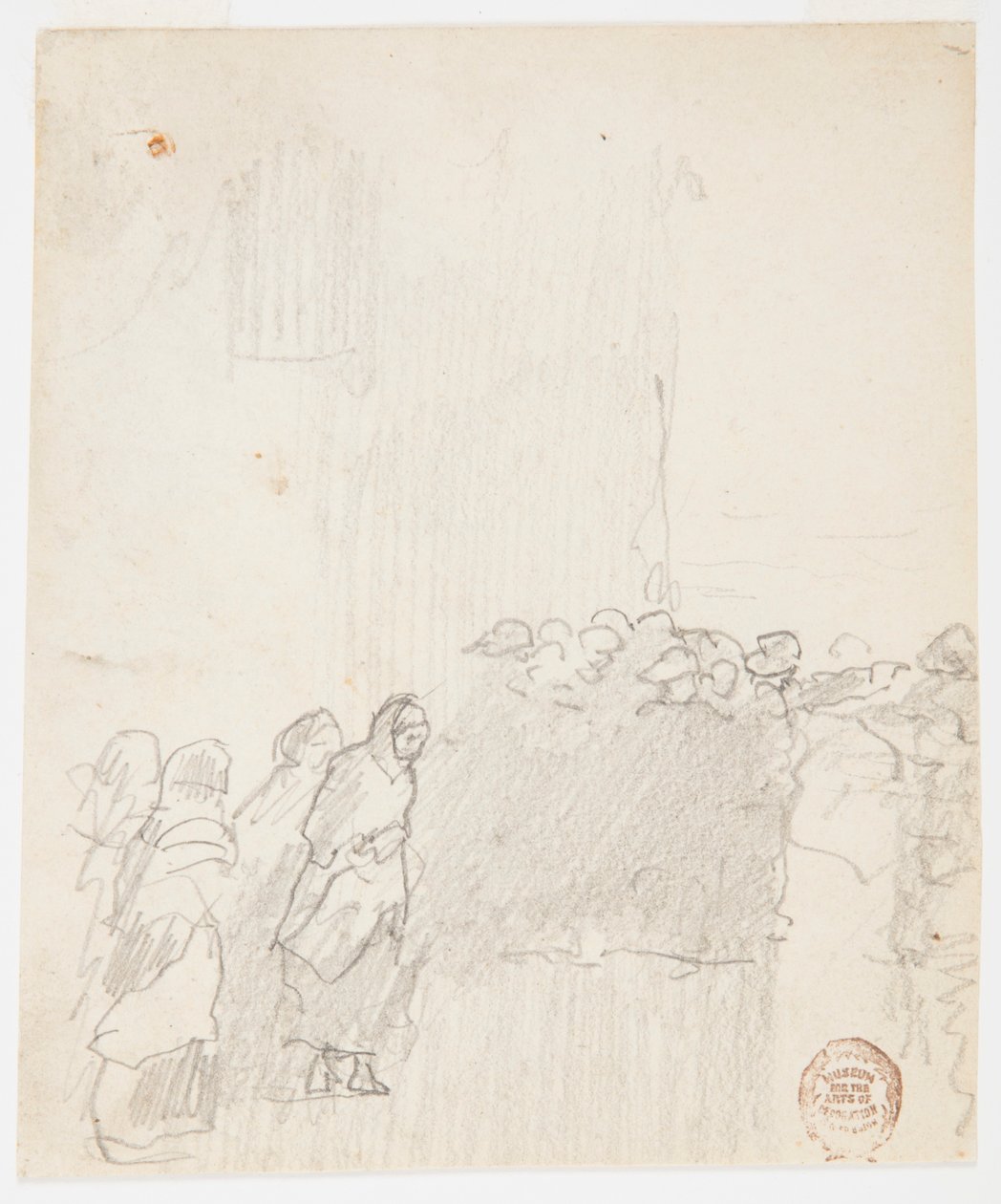 Männer und Frauen blicken aufs Meer, Cullercoats, England von Winslow Homer