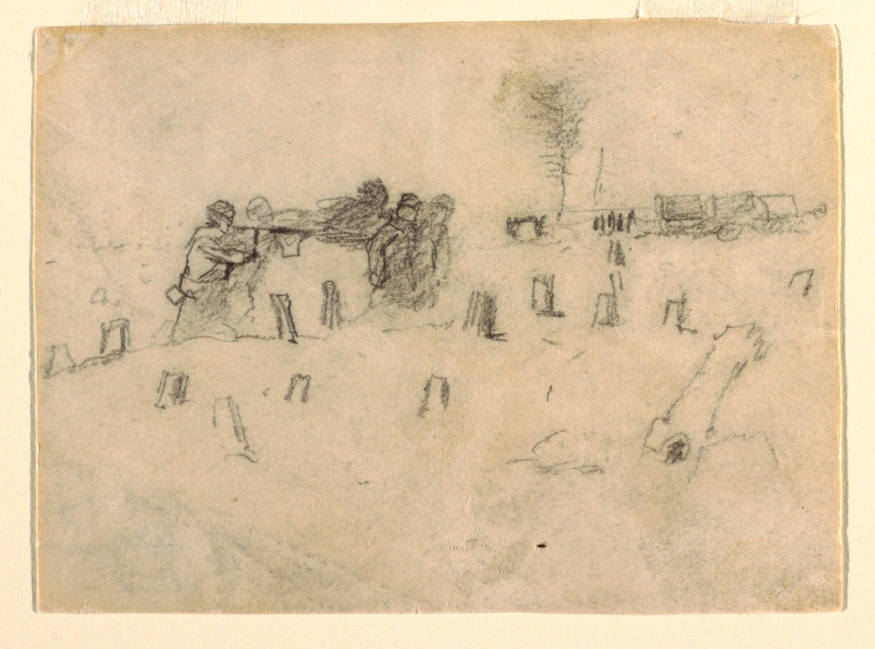 Träger, die einen Soldaten tragen, wahrscheinlich 1862 von Winslow Homer