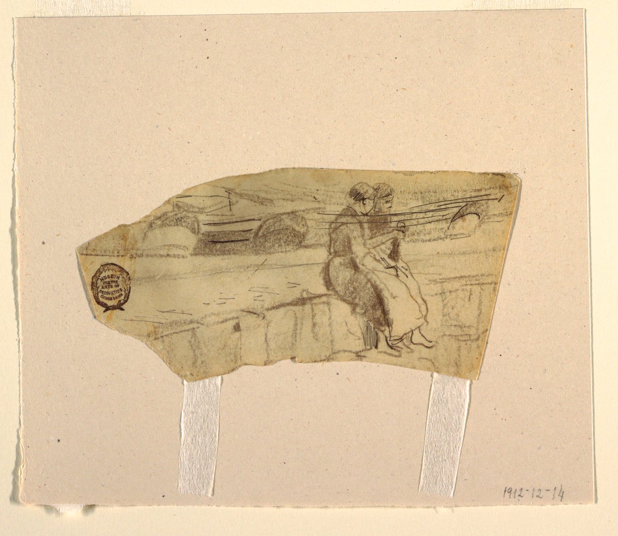 Zwei Frauen, die auf einer Mauer sitzen, Cullercoats, England, 1881–82 von Winslow Homer