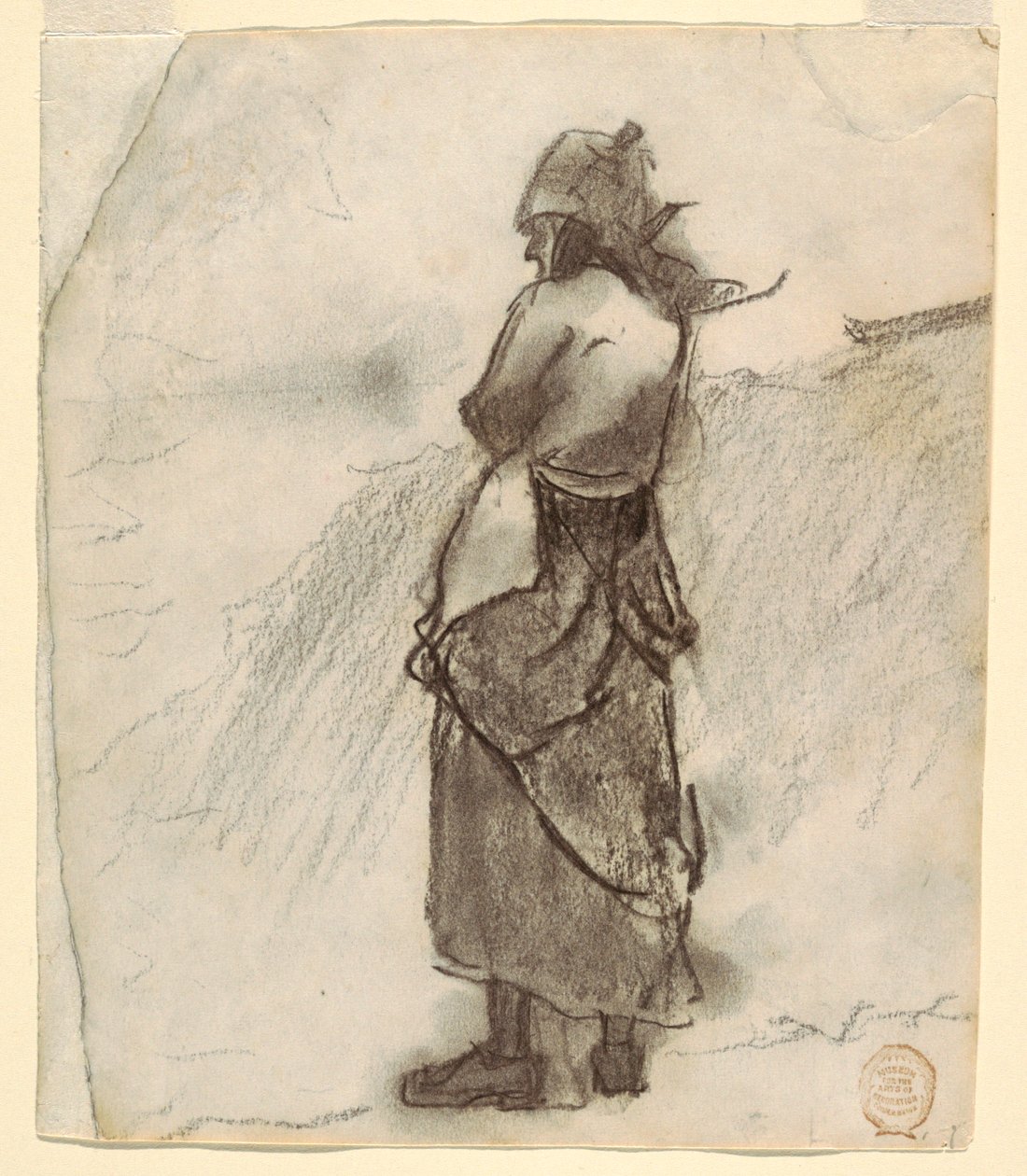 Frau schaut aufs Meer, Cullercoats, England, 1881–82 von Winslow Homer