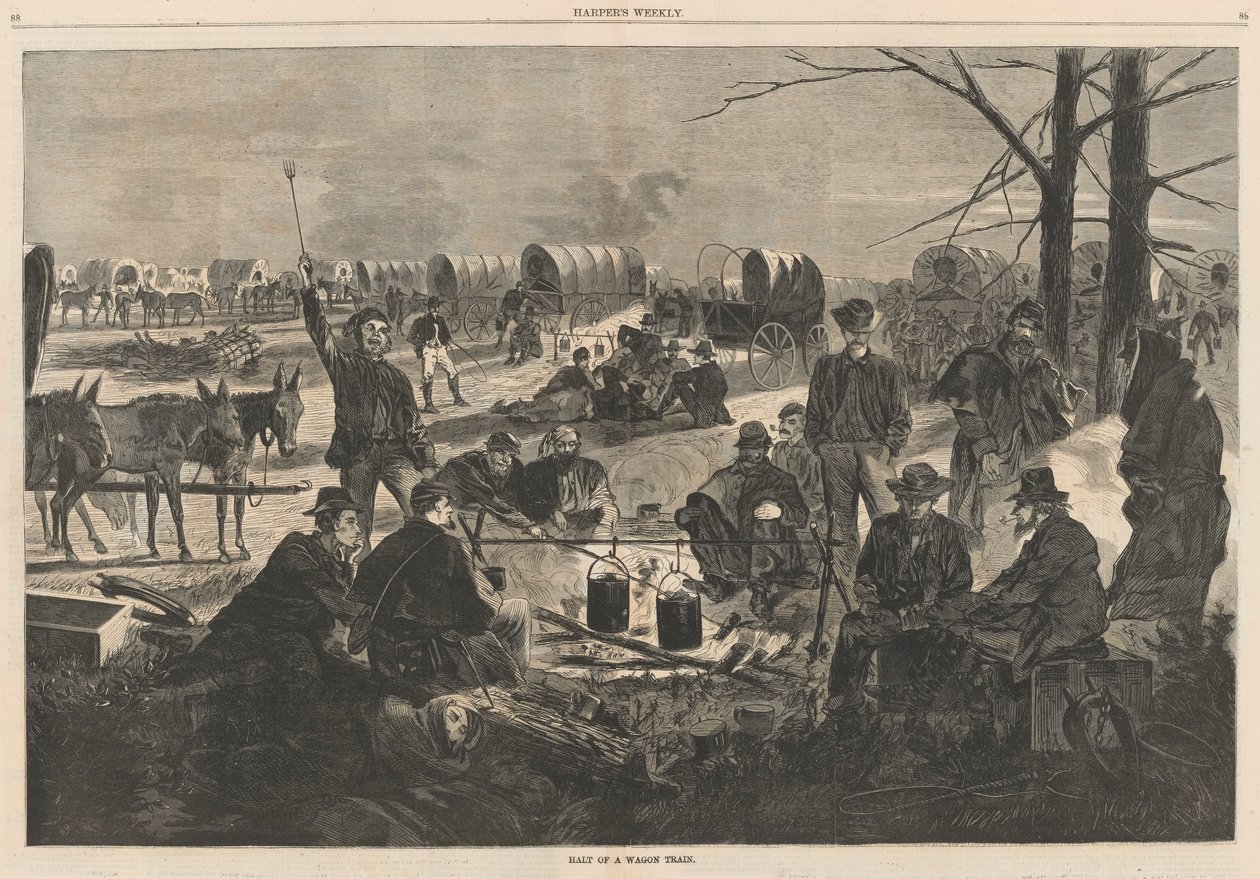 Halt eines Wagenzugs; aus Harper von Winslow Homer