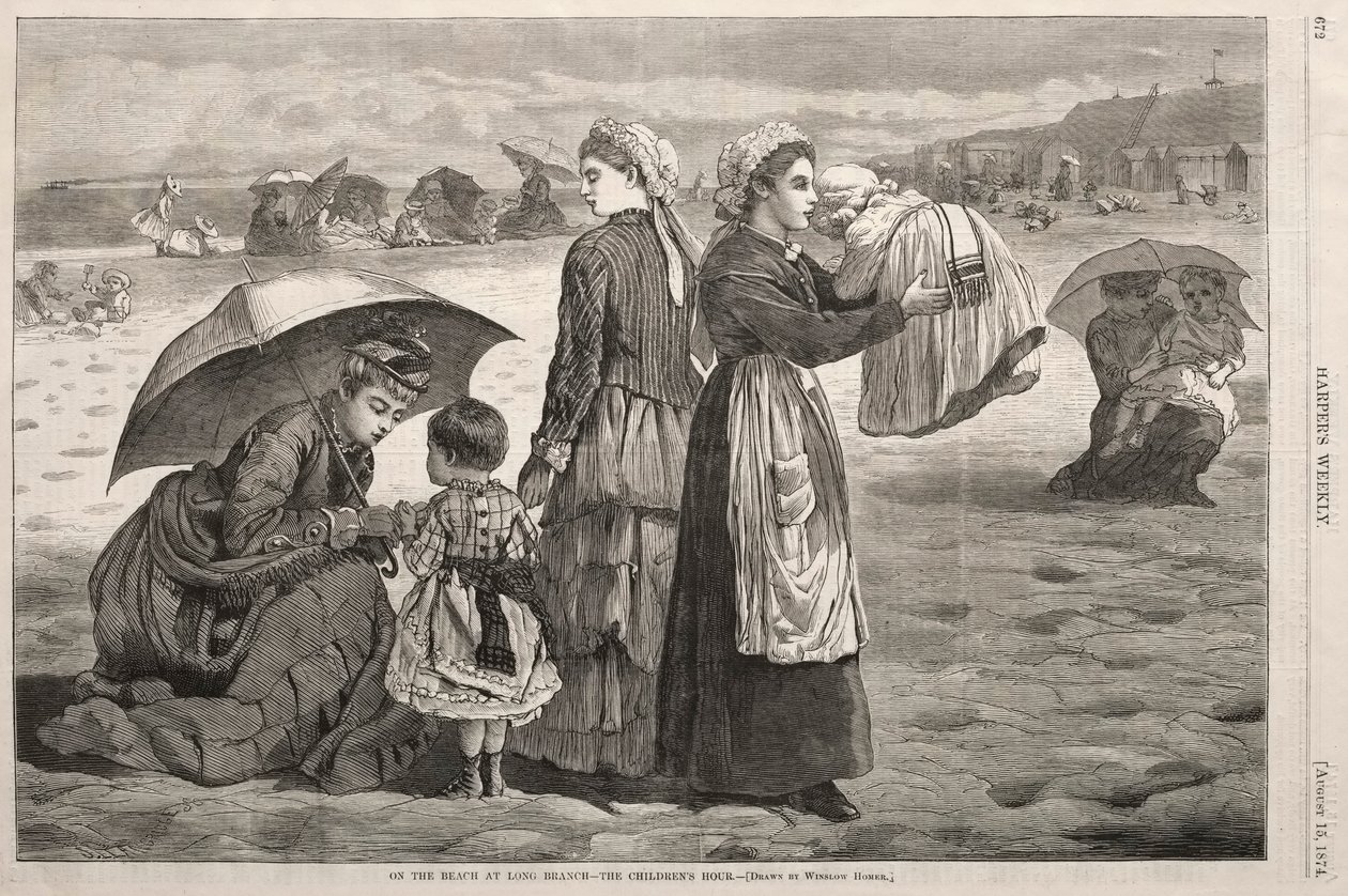 Am Strand von Long Branch - Die Kinderstunde, 1874 von Winslow Homer