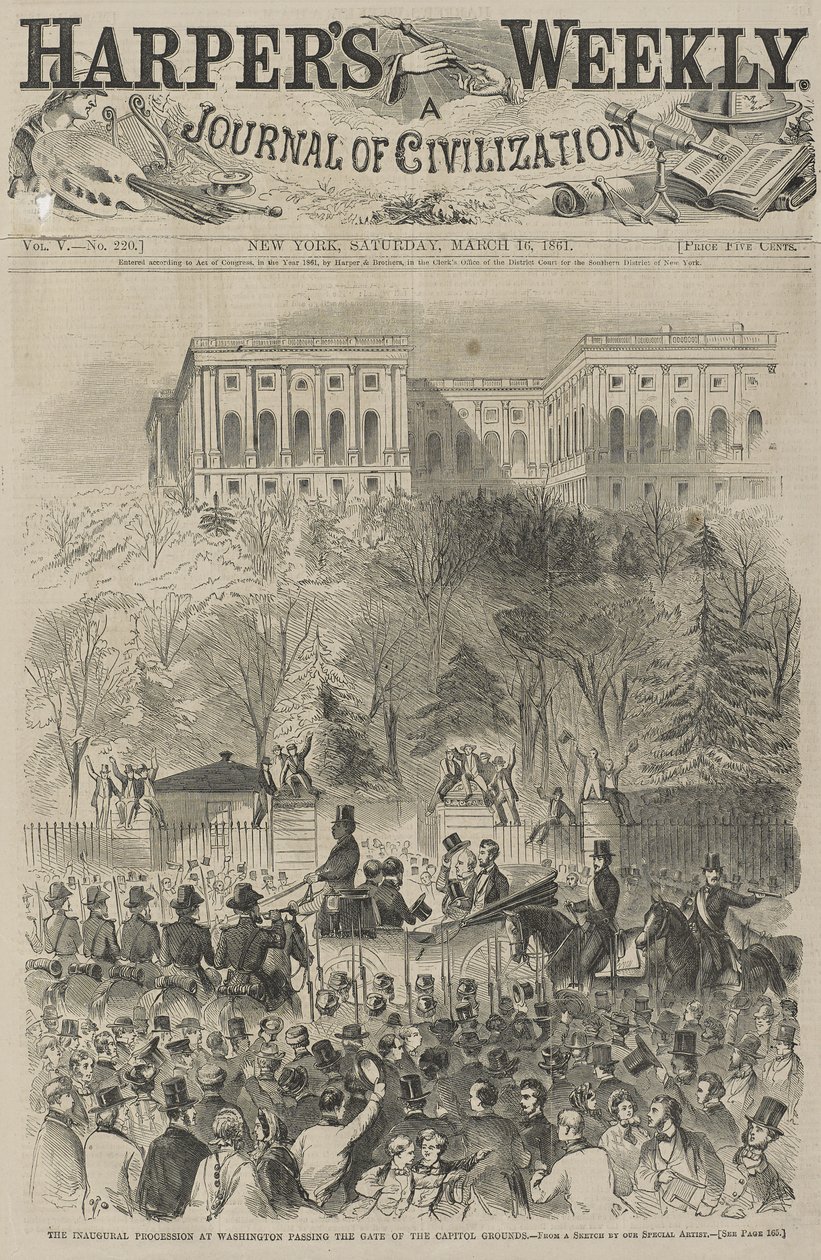 Der Einweihungszug in Washington passiert das Tor des Kapitolgeländes, 1861 von Winslow Homer