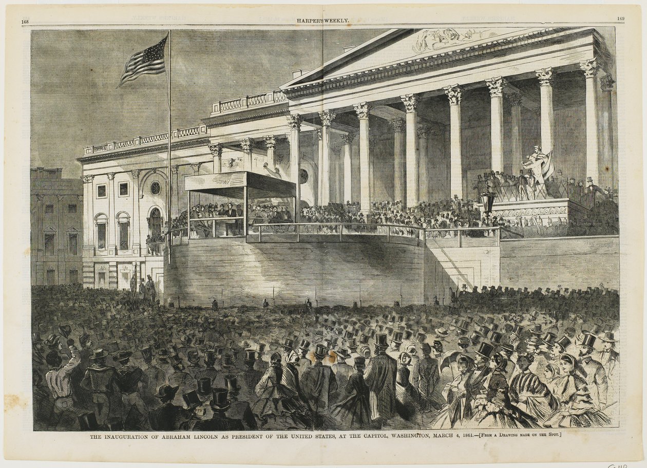 Die Amtseinführung von Abraham Lincoln als Präsident der Vereinigten Staaten im Kapitol, Washington, 4. März 1861 von Winslow Homer