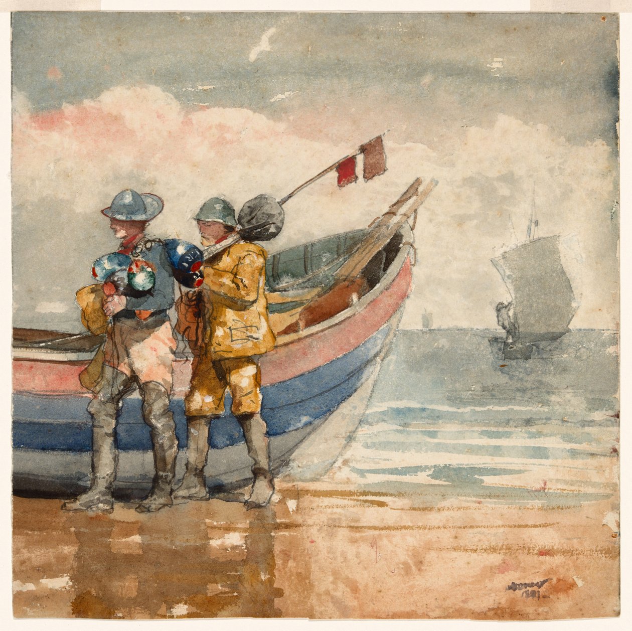 Die Rückkehr, Tynemouth (recto) Studie (verso) von Winslow Homer
