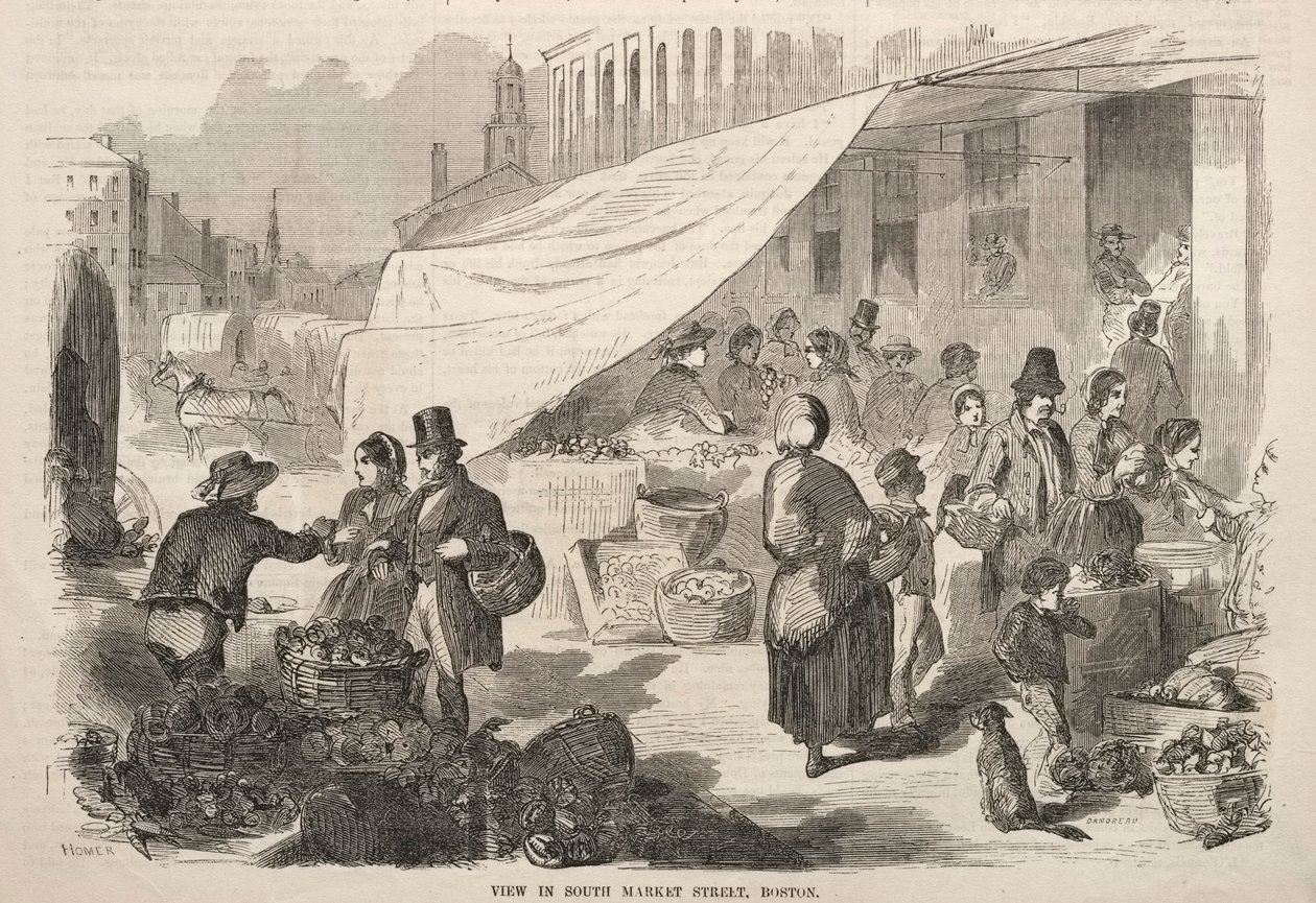 Ansicht der South Market Street, Boston, 1857 von Winslow Homer