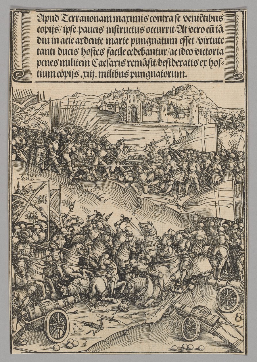 Schlacht von Guinegate, Platte 4 aus Historische Szenen aus dem Leben von Kaiser Maximilian I. aus dem Triumphbogen von Wolf Traut