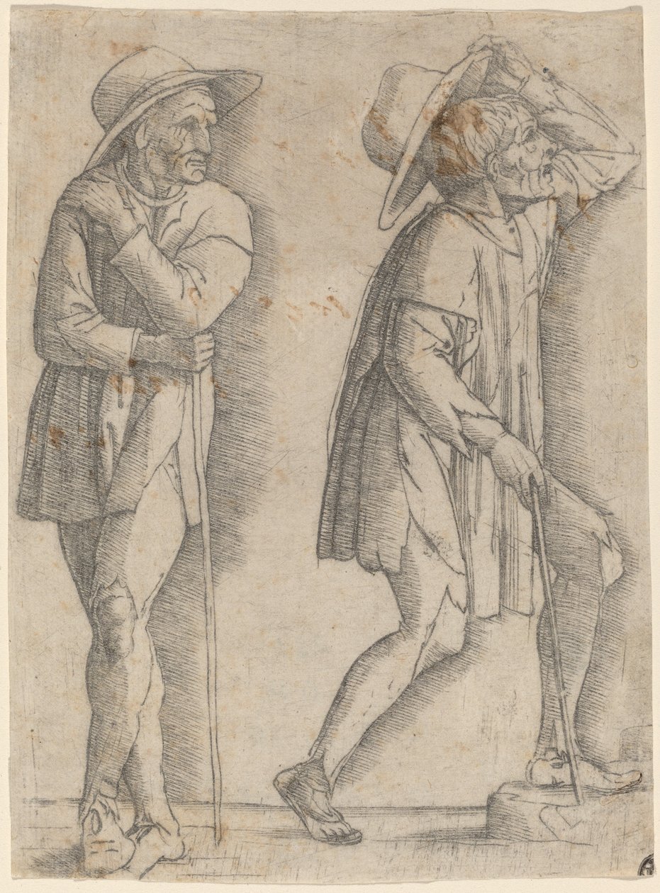 Zwei Bauern von Workshop of Andrea Mantegna