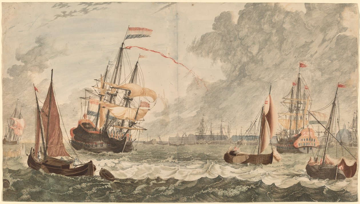 Der Fluss IJ in Amsterdam von Workshop of Johann Teyler