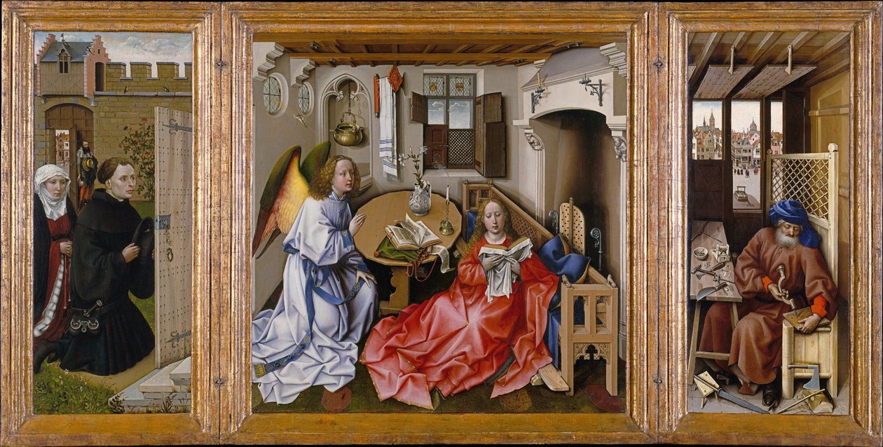 Das Mérode-Triptychon (Die Verkündigung) von Workshop of Robert Campin