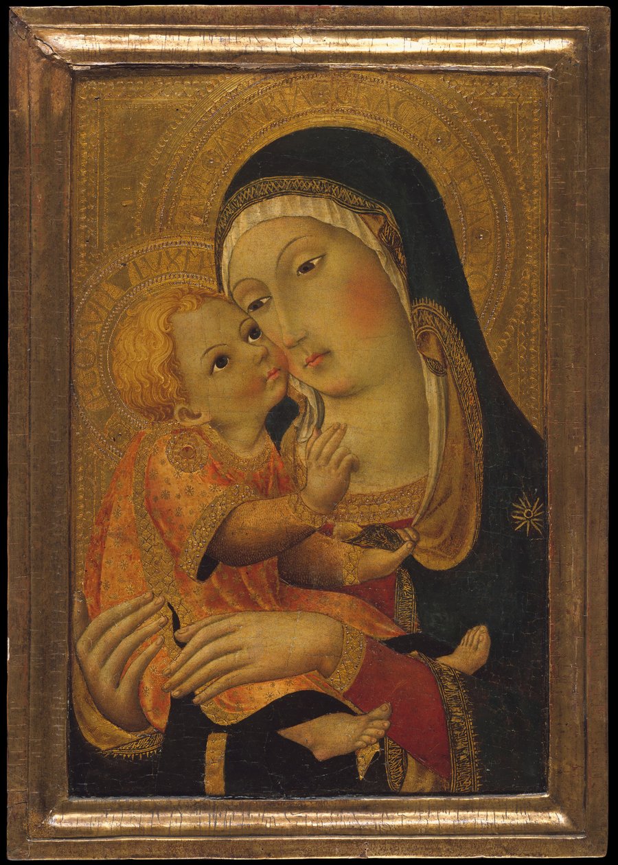 Madonna mit Kind, ca. 1448-60 von Workshop of Sano di Pietro