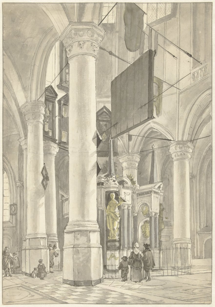 Ansicht in der Nieuwe Kerk in Delft, mit dem Grabmonument von Wilhelm von Oranien von Wybrand Hendriks