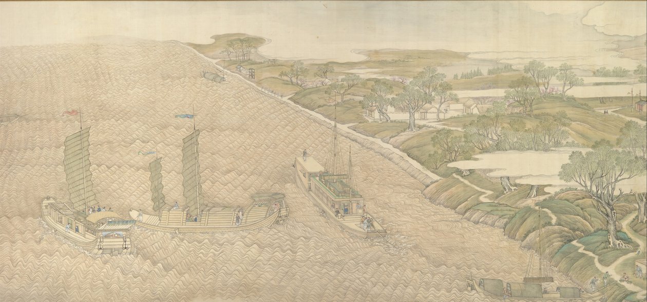 Die Inspektionsreise des Qianlong-Kaisers nach Süden, Schriftrolle Vier: Der Zusammenfluss des Huai, 1770 von Xu Yang