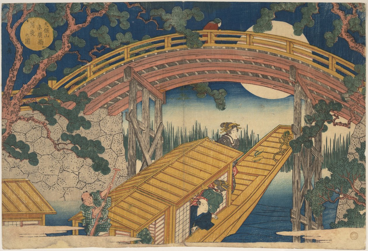 Mondscheinansicht der Suihiro-Brücke, Tempozan von Yashima Gakutei