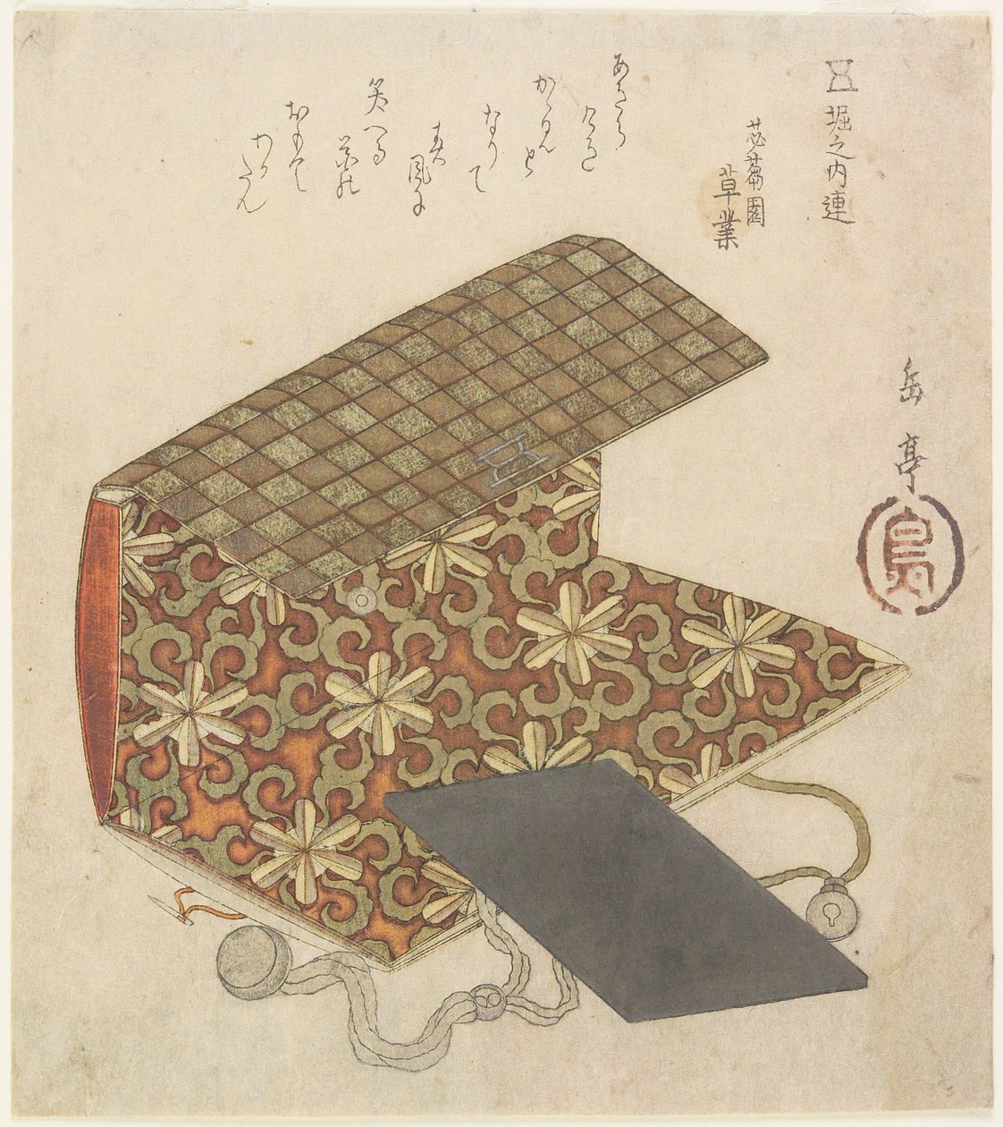 Gemusterte Mappe für den Horinouchi-Kreis von Yashima Gakutei