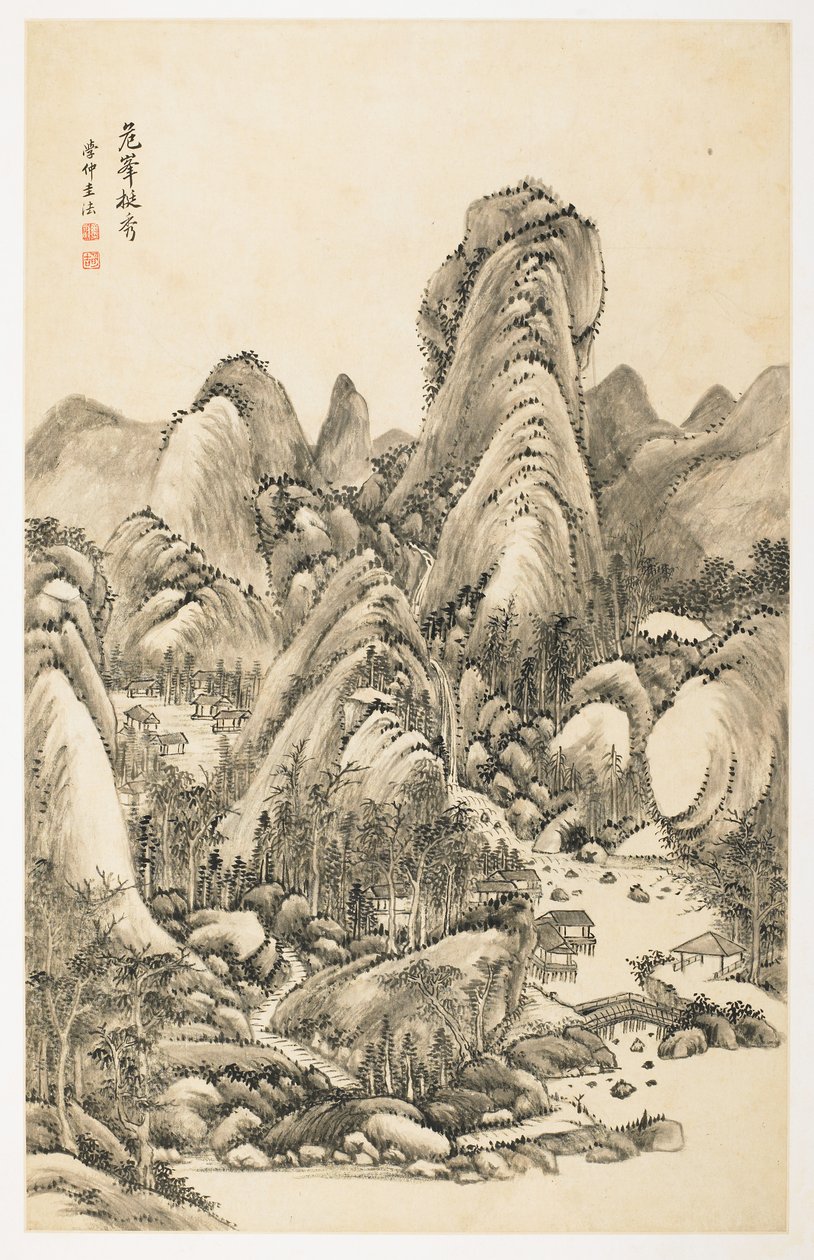 Pracht des überhängenden Felsens, aus einem Album mit 12 Blättern von Yongxi Jin