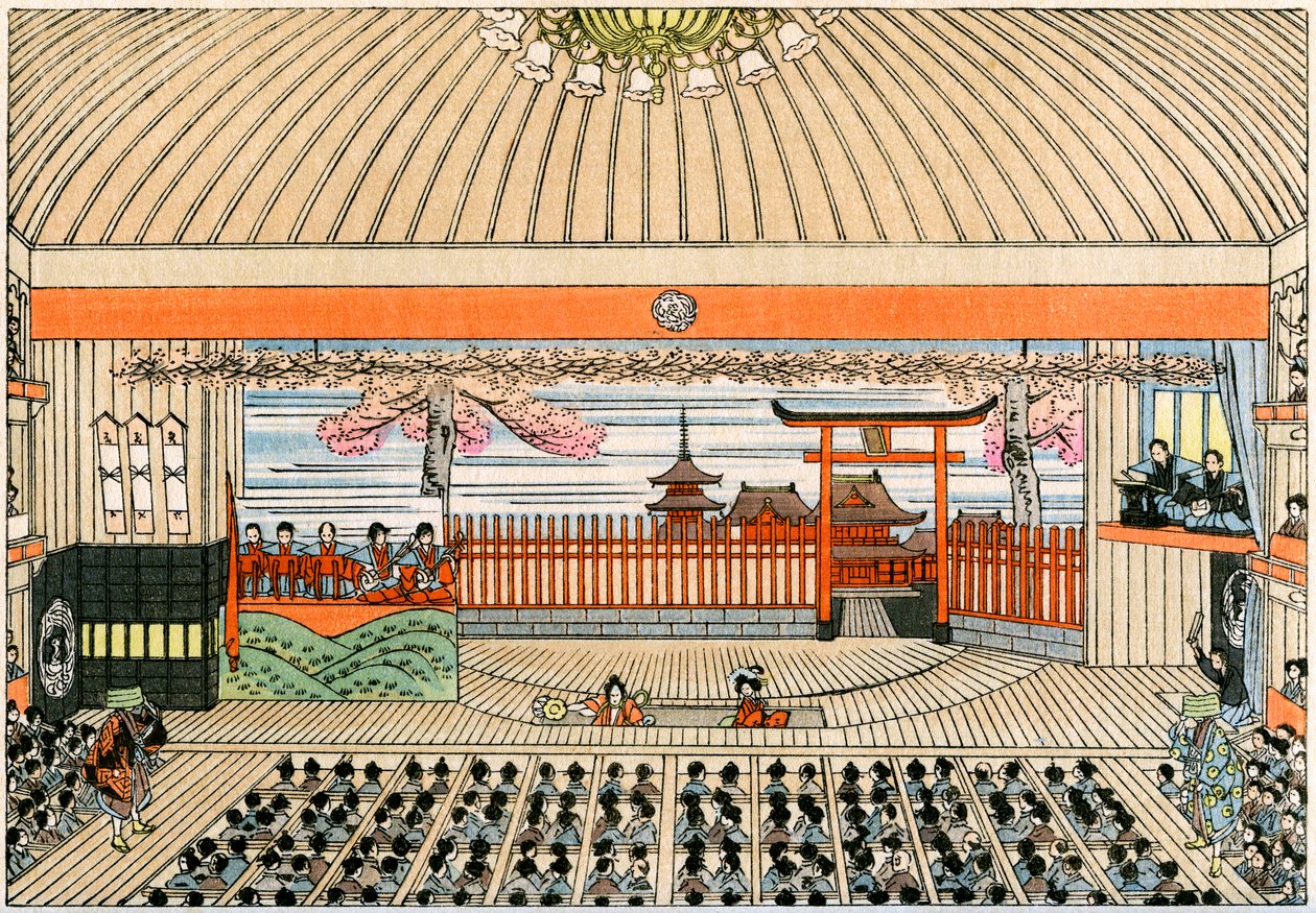 Traditionelles japanisches Theater: die Bühne des Kaboukiza, Tokios Haupttheater, mit seiner Drehplattform von Yoshimune Arai