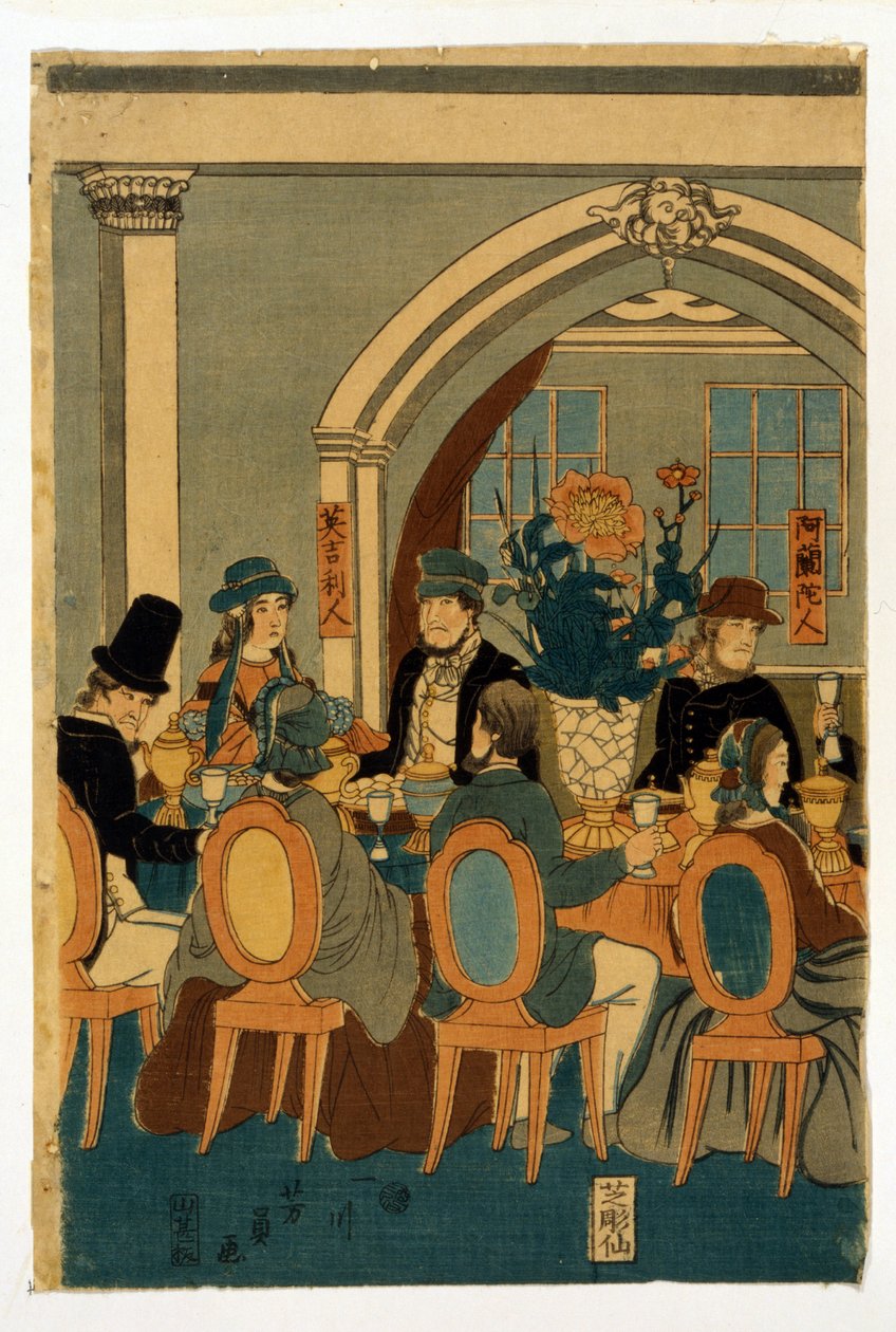 Bankett der fünf Nationen (Yokohama-Club) von Yoshitomi Utagawa