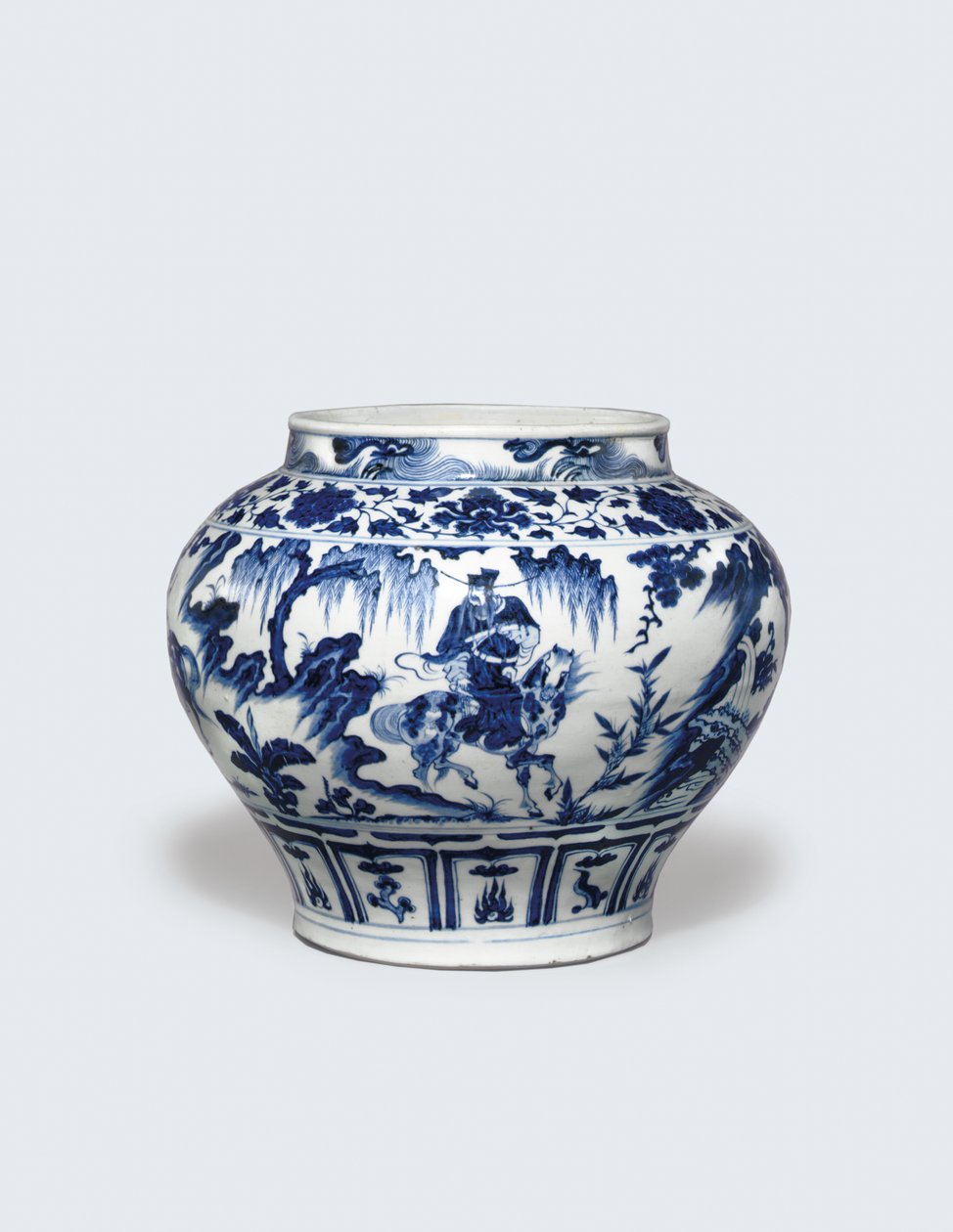Ein außergewöhnlich seltener und wichtiger blau-weißer Krug, Guan von Yuan Dynasty Chinese School