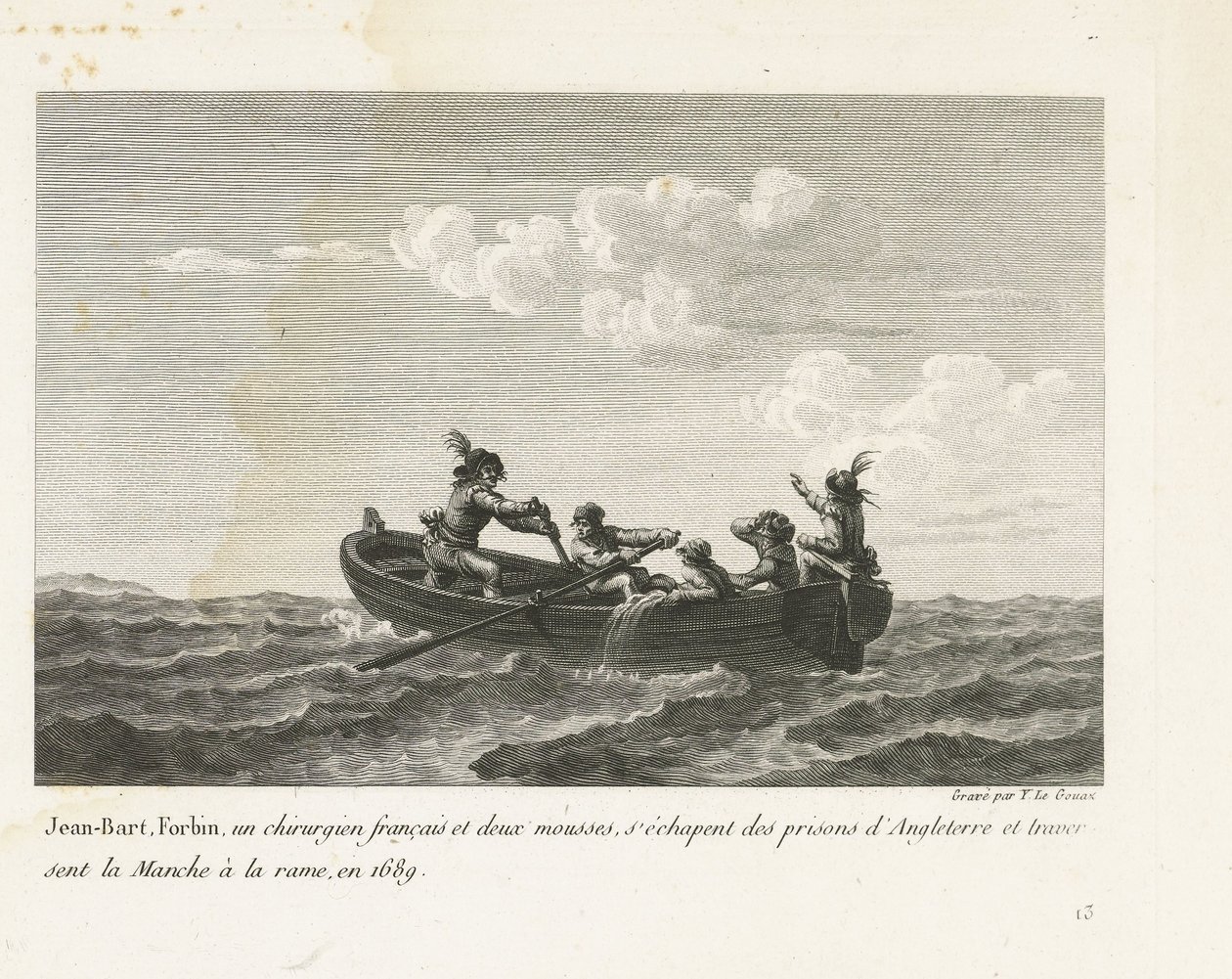 Jan Bart entkommt aus einem englischen Gefängnis und überquert den Kanal mit einem Ruderboot, 1689 von Yves Marie Le Gouaz