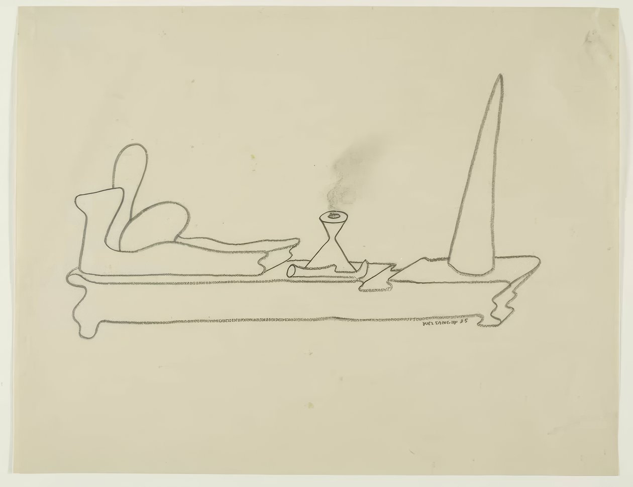 Surrealistische Komposition mit rauchendem Behälter von Yves Tanguy