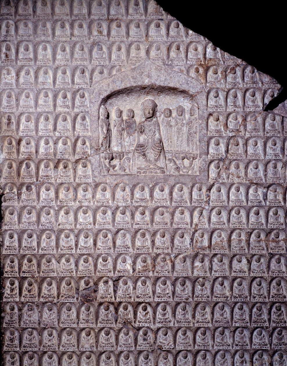 Chinesische Kunst: Stele der tausend Buddhas. Periode der Zhou-Dynastie (Cheou). 11.-3. Jahrhundert v. Chr. Shanghai. Shanghai Museum von Zhou Dynasty Chinese School