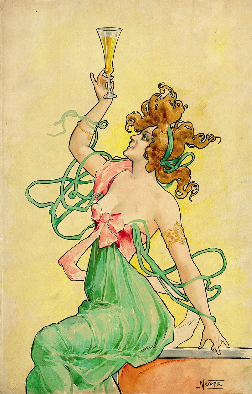 Absinthe Blanqui, um 1900, Entwurf für ein Werbeplakat, zwischen 1898 und 1901, signiert Nover, Palindrom des Druckers Revon, Paris von Frederick (attr. to) Barnard