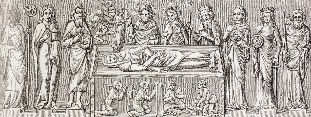 Nach dem Basrelief auf dem Grab der Prinzessin Elisabeth von Ungarn (1207 - 1231), einer katholischen Heiligen, aus 