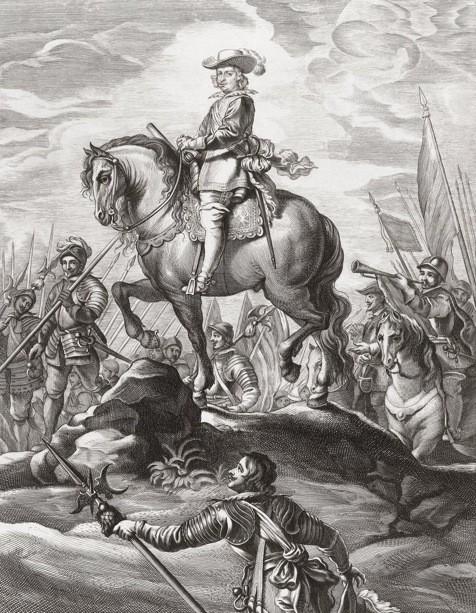 Ferdinand von Österreich führt Truppen über die Alpen, Juli 1634 von . .