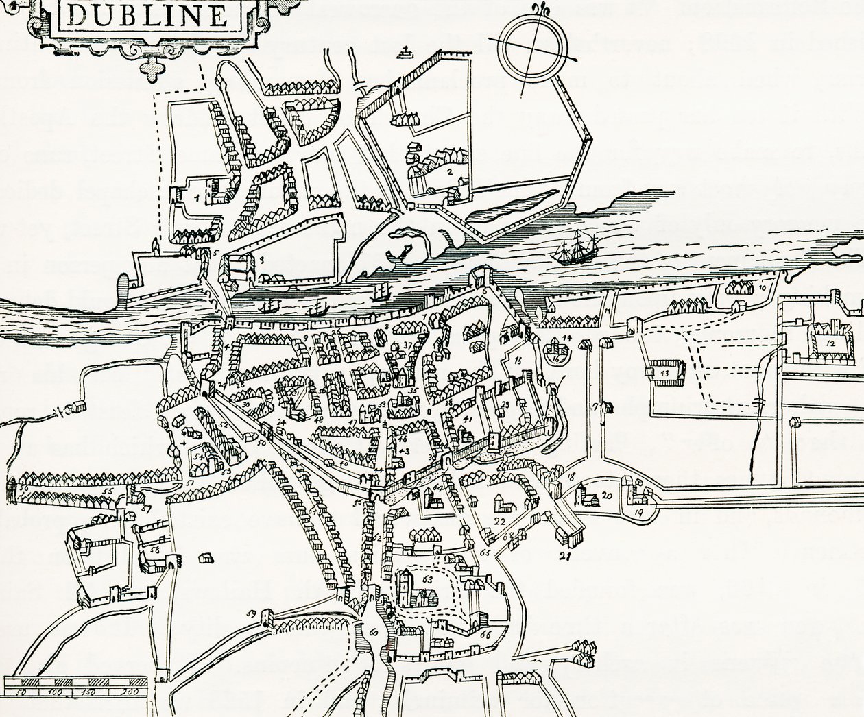 Karte von Dublin, Irland im Jahr 1610, aus Our Own Country, veröffentlicht 1898 von Ferdinand Georg Waldmuller
