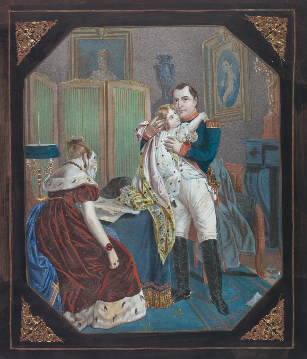 Napoleon und Kaiserin Marie-Louise mit dem König von Rom, ca. 1860 von . .