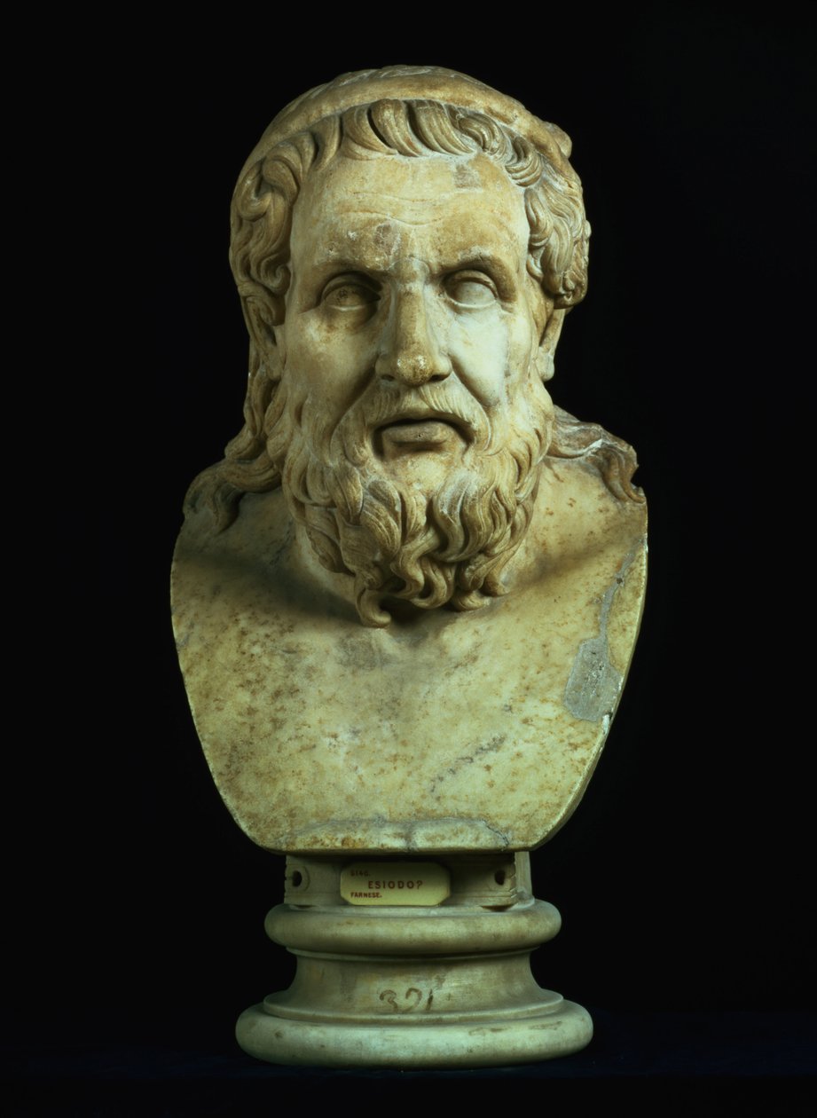 Porträtbüste möglicherweise von Hesiod (8. Jahrhundert v. Chr.) oder Homer (8. Jahrhundert v. Chr.), Kopie eines griechischen Originals aus dem 5. Jahrhundert v. Chr. von Hippolyte Lalaise Devéria