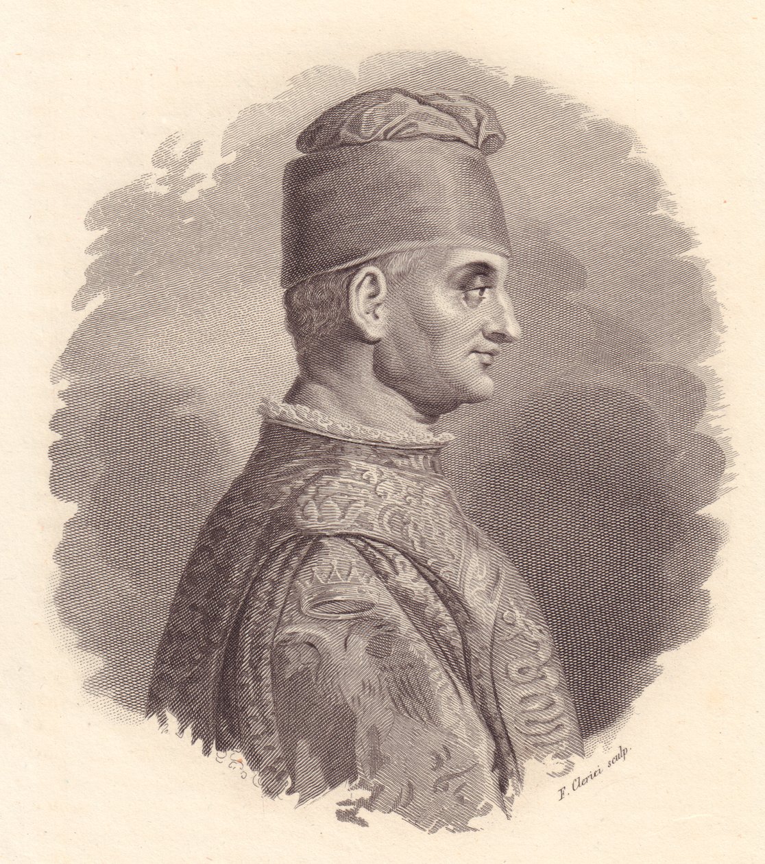 Porträt des Herzogs von Mailand, Filippo Maria Visconti (1392-1447), Kupferstich von F Clerici nach einem Porträt, veröffentlicht von Antonio Campo von William Walcutt