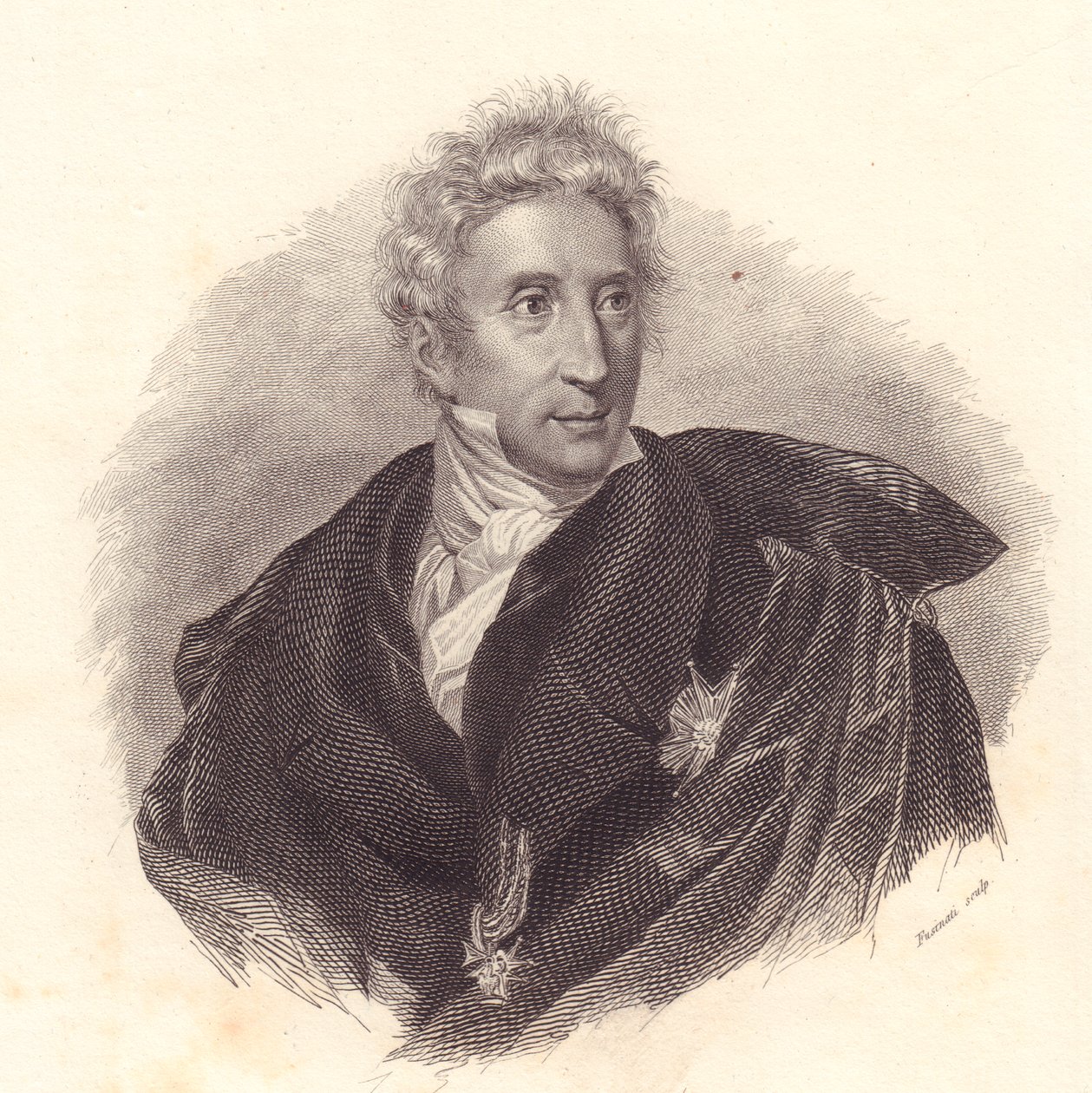 Porträt des Kunsthistorikers Leopoldo Cicognara (1767-1834), Kupferstich von Fusinati nach einem Porträt von Lipparini von William Walcutt
