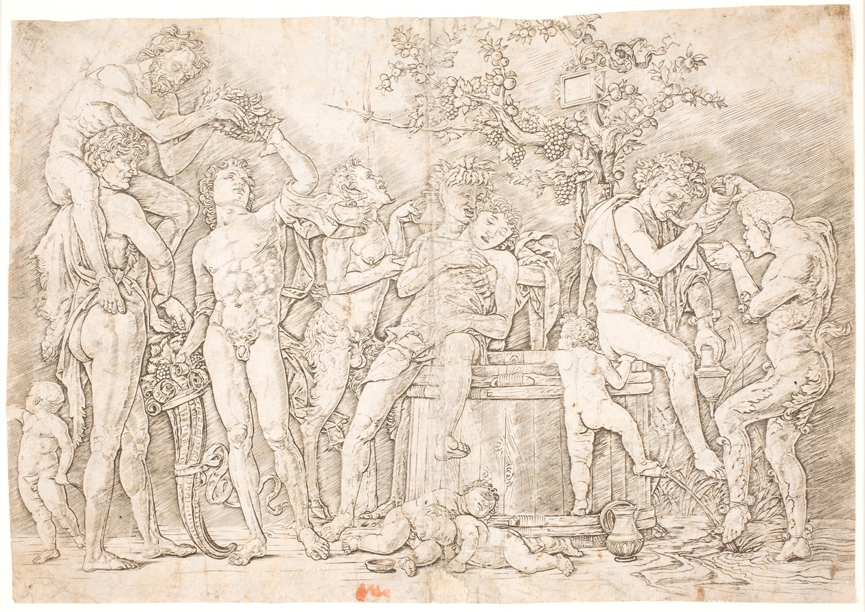 Bacchanal am Weinfass von after Andrea Mantegna