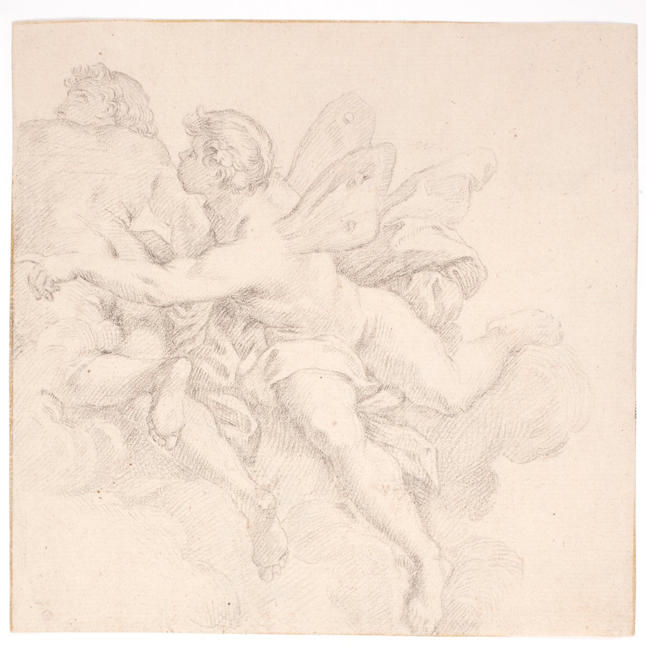 Zwei Figuren in den Wolken, eine davon möglicherweise eine Allegorie des Windes von after Carlo Maratti