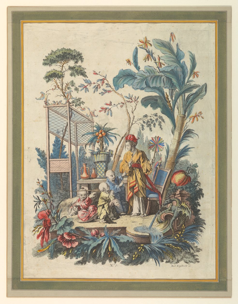 Tafel 7 einer Reihe chinesischer Genreszenen von after Francois Boucher