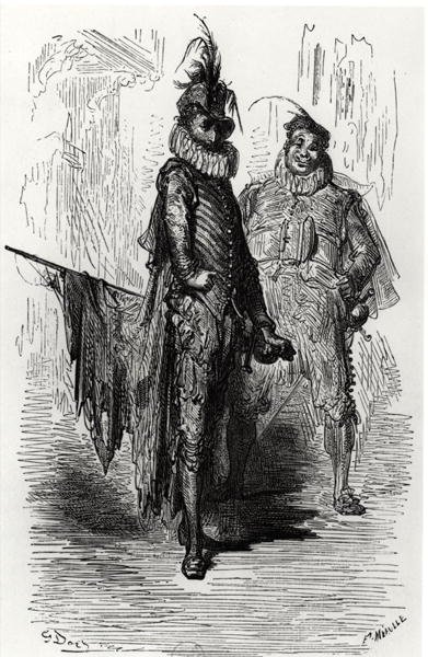 Illustration aus Le Capitaine Fracasse von Theophile Gautier (1811-72) graviert von Fortune Louis Meaulle (1844-1901) 1866 von Gustave after Dore