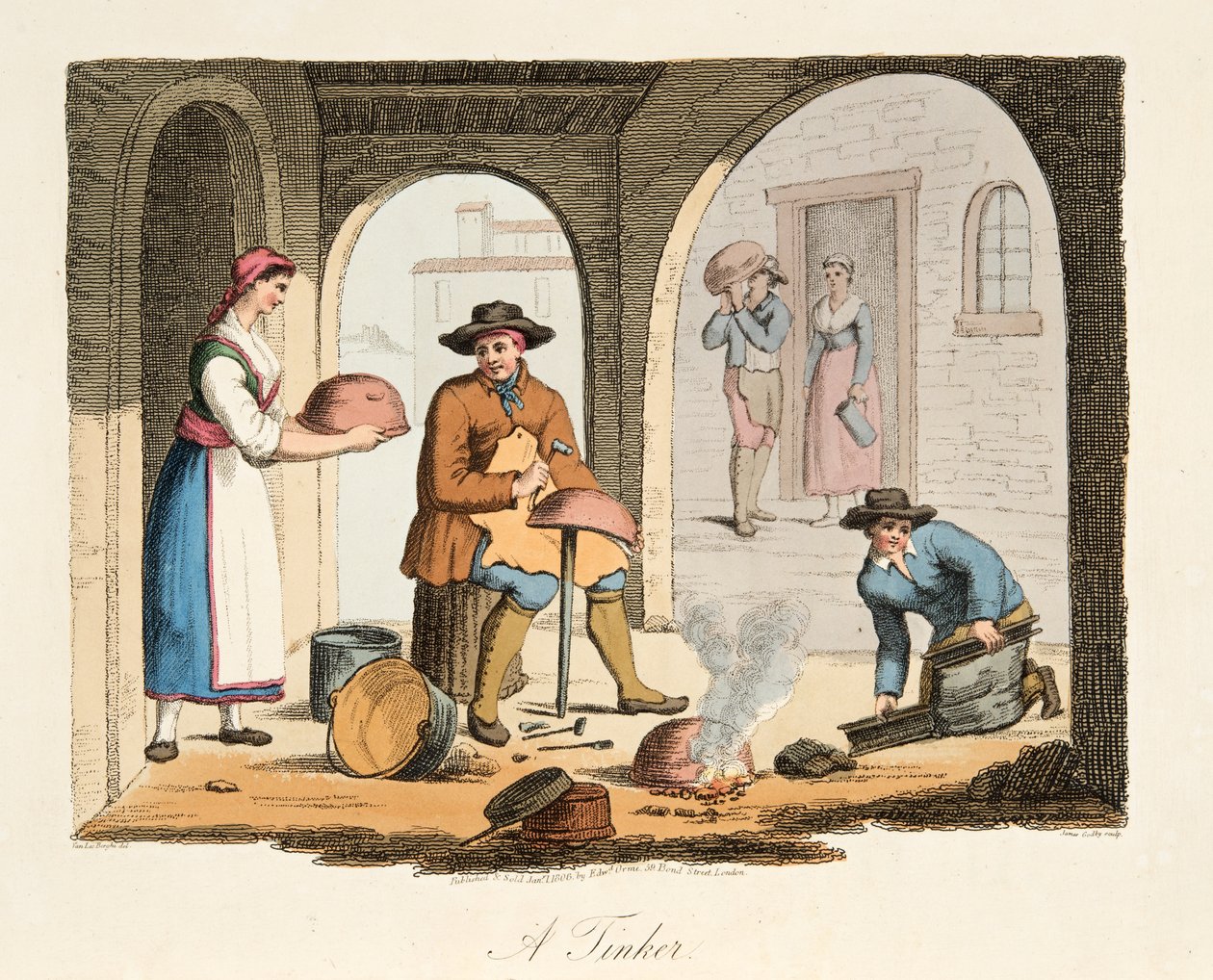 Ein reisender Kesselflicker, aus Italian Scenery, veröffentlicht 1806 von after P. van Lerberghi