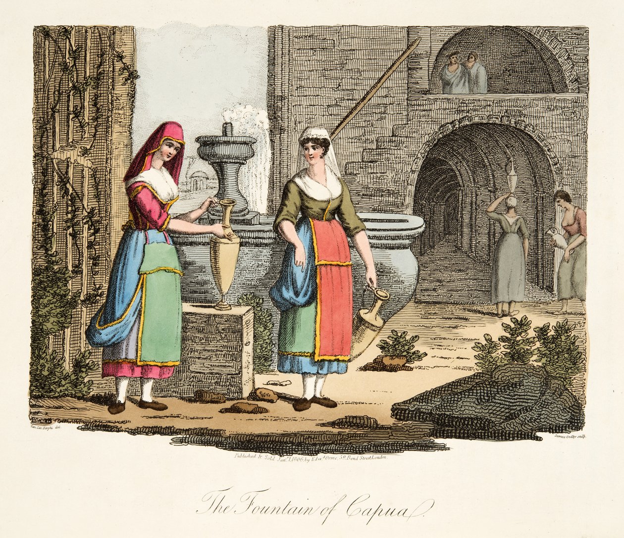 Der Brunnen von Capua, aus Italian Scenery, veröffentlicht 1806 von after P. van Lerberghi