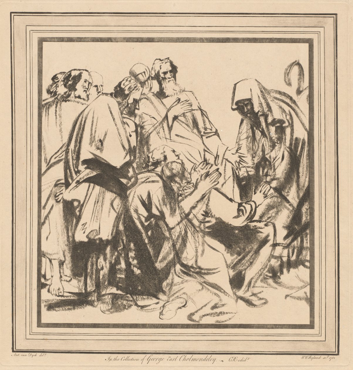 Jakob wird überredet, Benjamin mit seinen Brüdern nach Ägypten zu schicken von after Sir Anthony van Dyck William Wynne Ryland