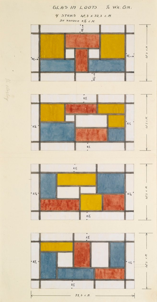 Entwurf für vier Buntglasfenster von Theo van Doesburg