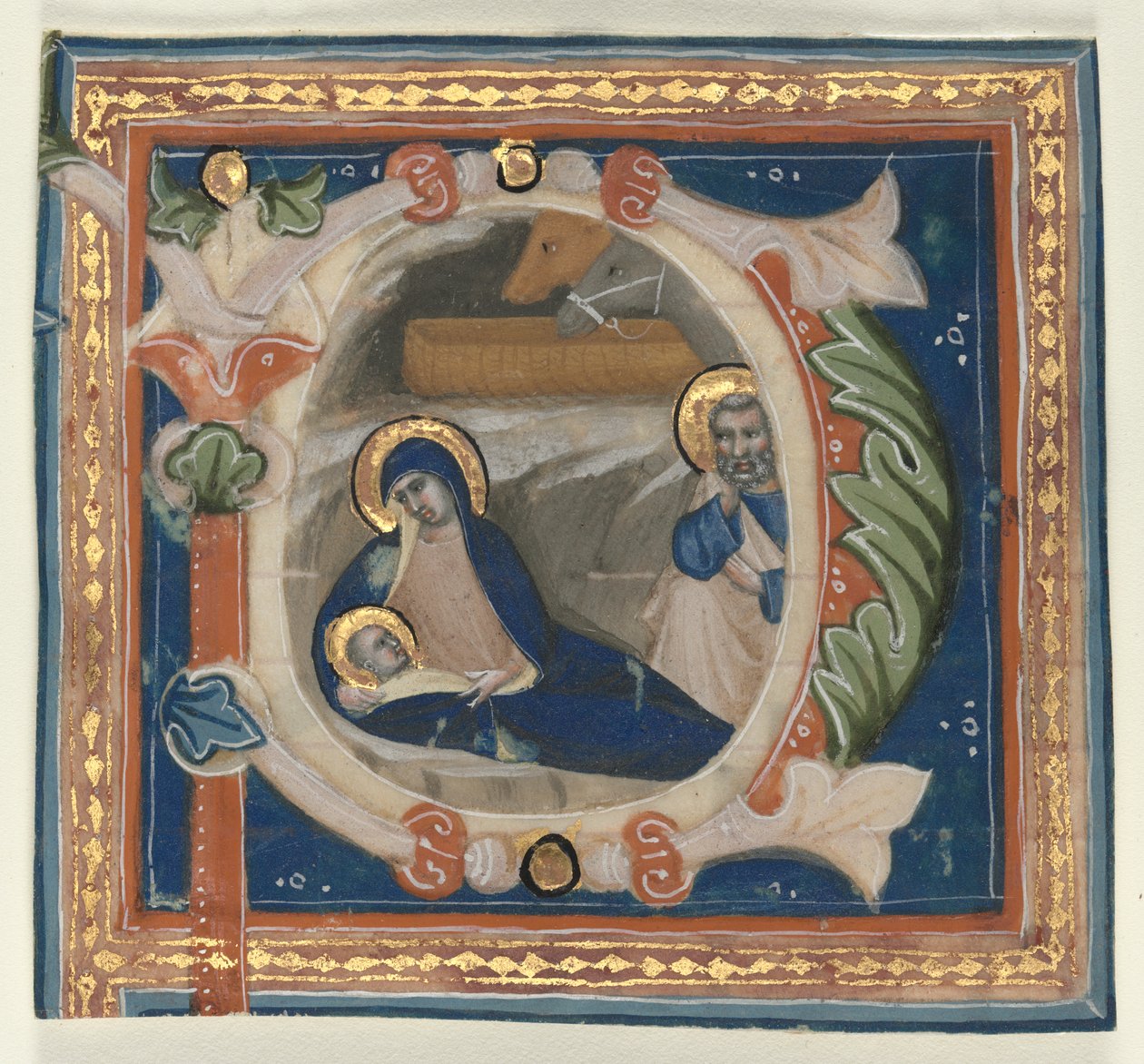 Historisierte Initiale (P) aus einem Graduale: Die Geburt von attributed to Lippo Vanni