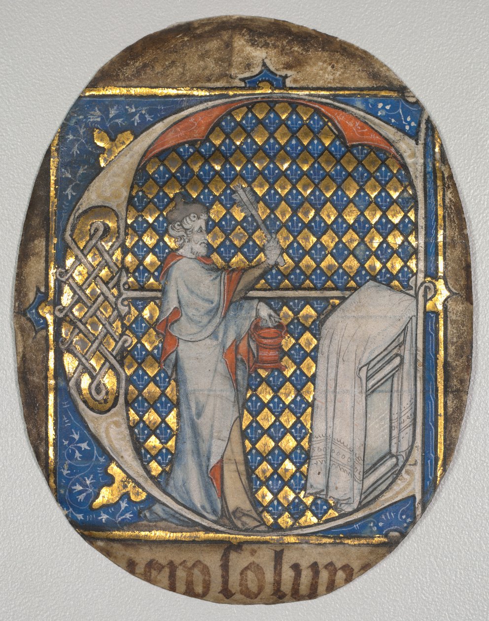 Fragment aus einer Kanzelbibel: Initiale E[t fecit Josias] mit Josia, der den Altar besprengt von circle of Master Honoré