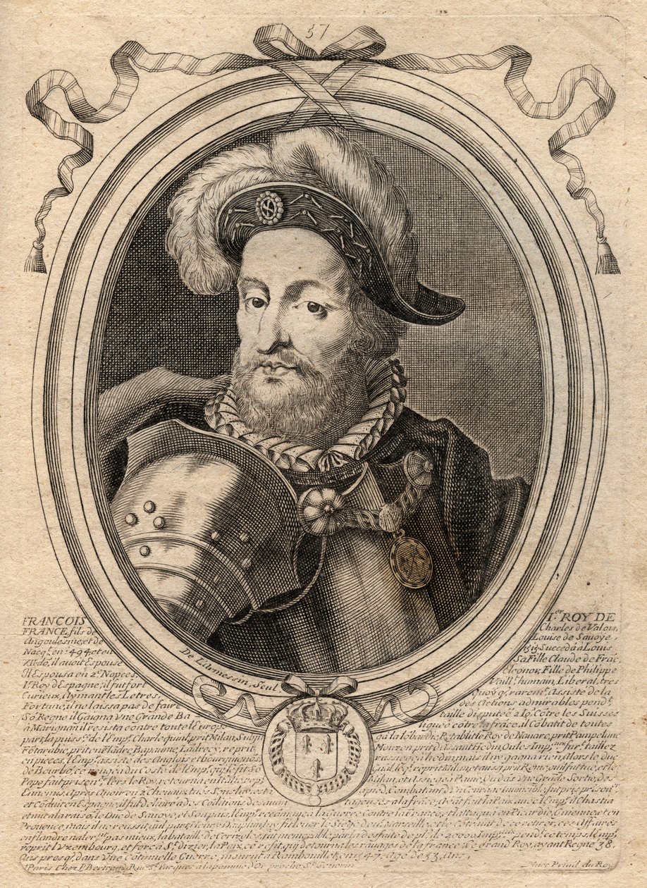 Porträt von Franz I. (1494 - 1547), König von Frankreich - Gravur aus 