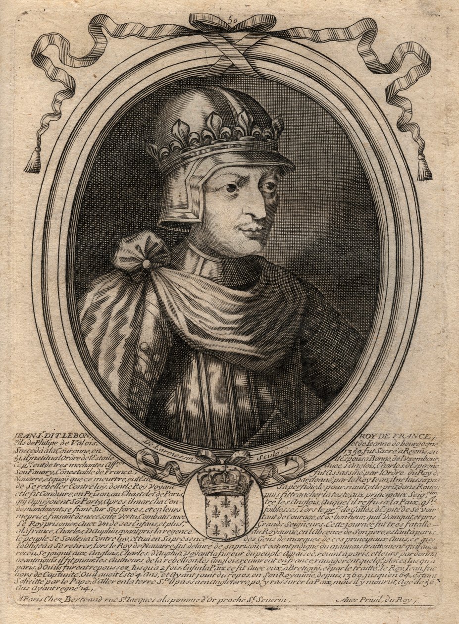 Porträt von Johann II. dem Guten (1319-1364), König von Frankreich - Gravur aus 