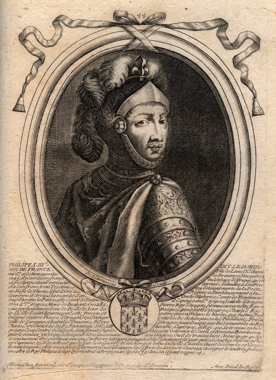 Porträt von Philipp III. von Frankreich, genannt Philipp der Kühne (1245-1285) (Dynastie der Kapetinger) - Philipp III. genannt der Kühne König von Frankreich - Gravur aus 