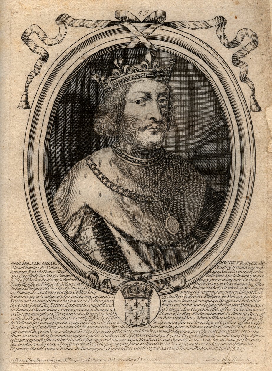 Porträt von Philipp VI. von Valois (1294-1350), König von Frankreich - Gravur aus 
