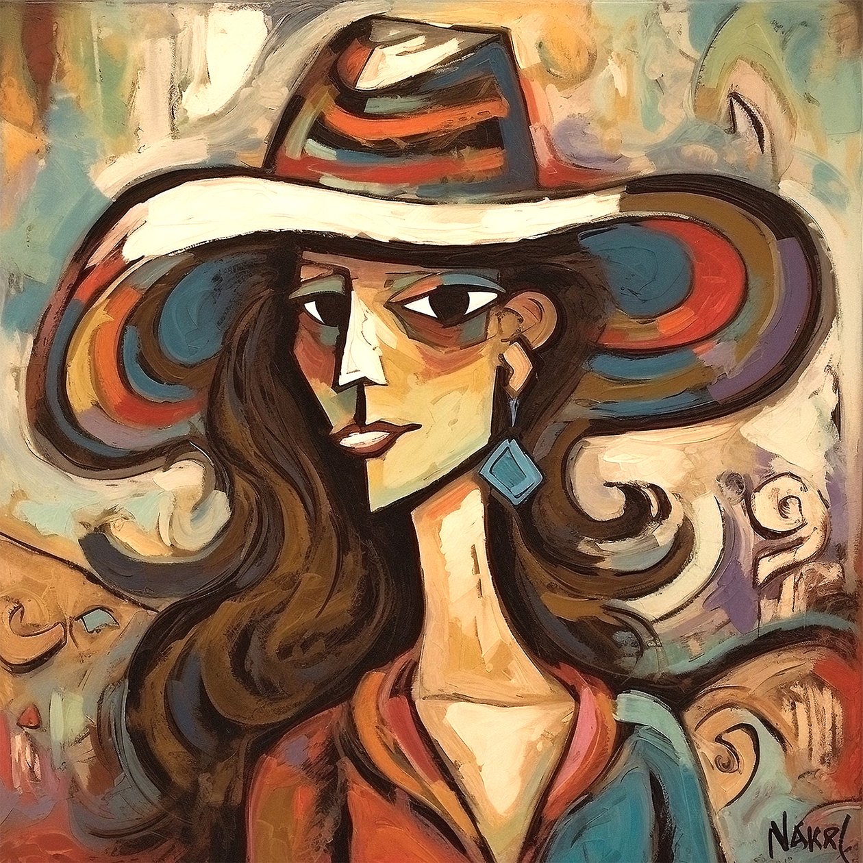 Porträt einer eleganten Frau mit Hut von F. Abderrahim